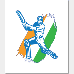 India Indian Cricket Player Batsman Design Posters and Art